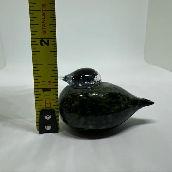 Very Rare Signed Oiva Toikka Nuutajarvi Finland small glass bird Goldcrest